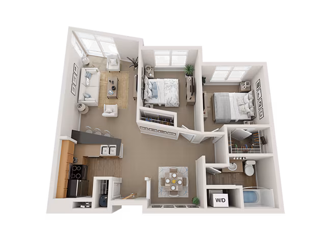 2 Bed 1 Bath 108 floor plan